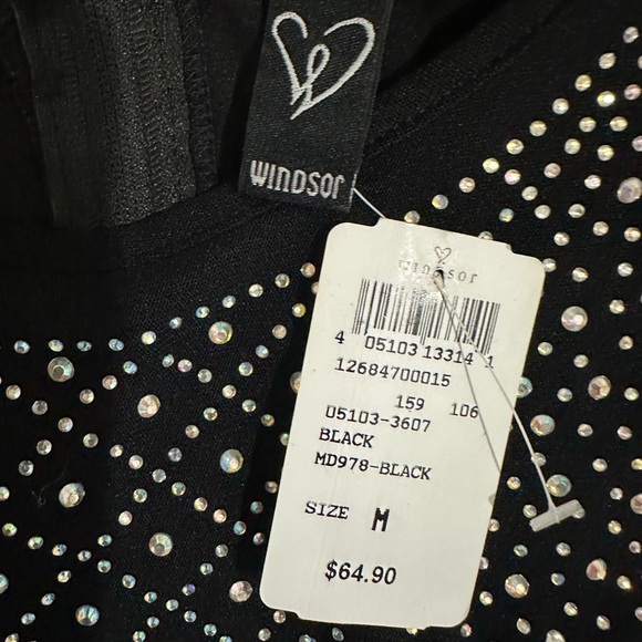 Windsor Black and Silver Embellished Long Sleeve Bodycon Dress NWT - Picture 6 of 8